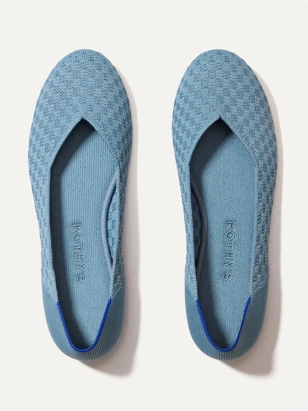 New Rothys The Flat in Sky Denim Blue Basketweave Size 10 - Picture 2 of 2